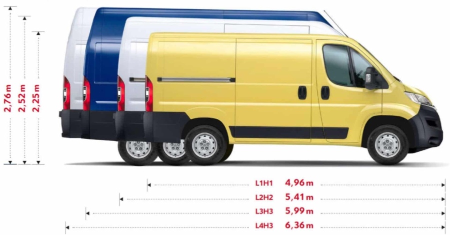 Différentes tailles des fourgons Fiat 