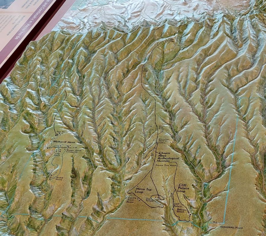 Carte en relief de Mesa Verde