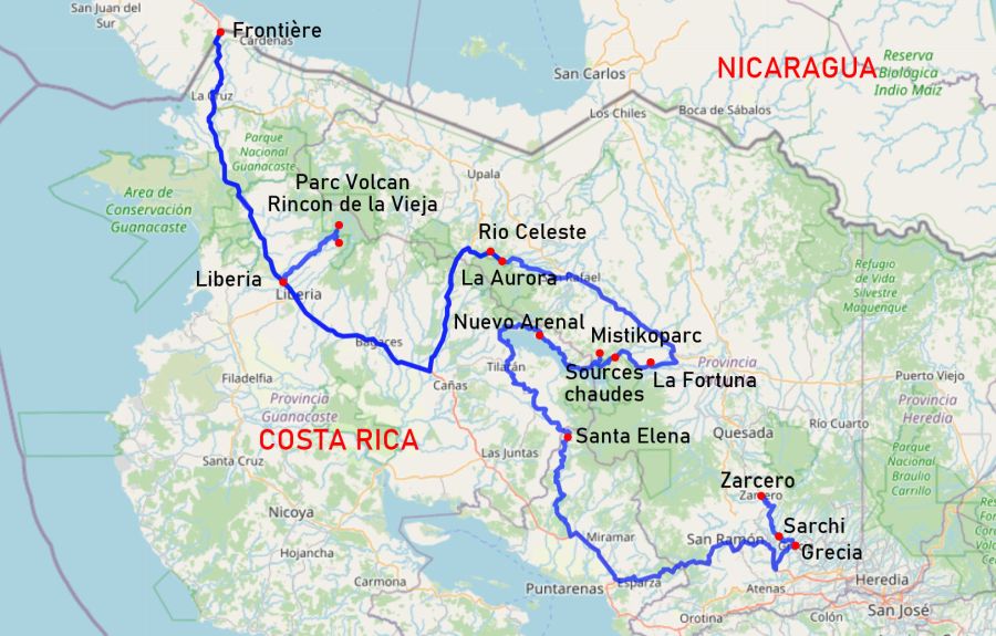 Parcours Costa Rica