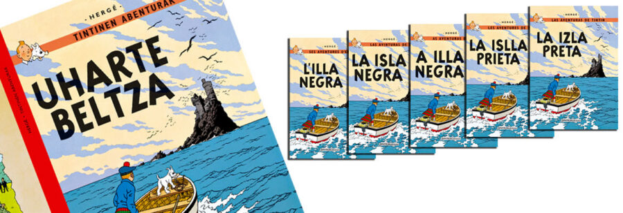 Intéressante collection d'albums de Tintin en divers dialectes espagnols chez zephyrumediciones.com