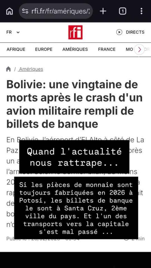 crash d'un avion rempli de billets en Bolivie