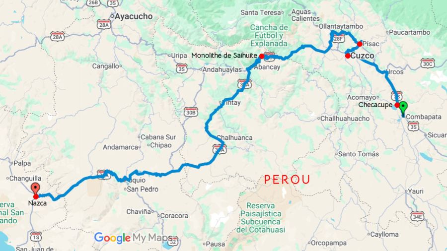 Parcours de Cuzco à Nazca
