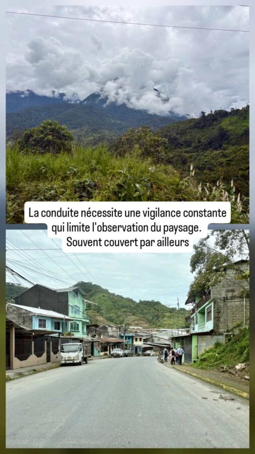 montagnes embrumées et village près de Loja, Équateur