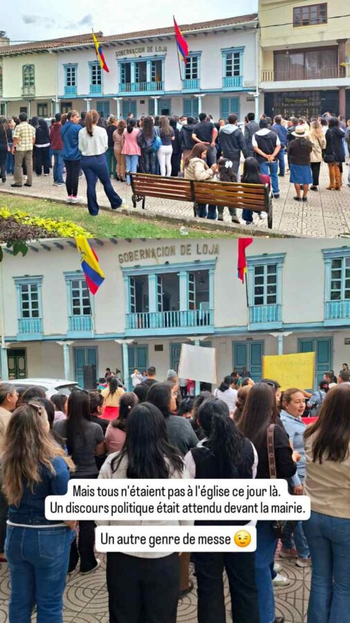 Loja, Équateur : manifestation devant la mairie