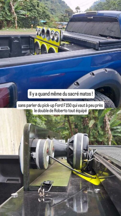 La Mana, Équateur : grosse sono dans une voiture