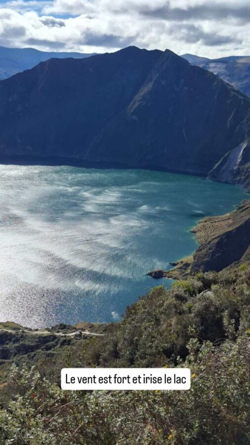 Lagune du Quilotoa, Équateur : risées sur le lac