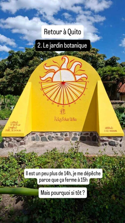 Quito, Équateur, Jardin Botanique : un cadran solaire