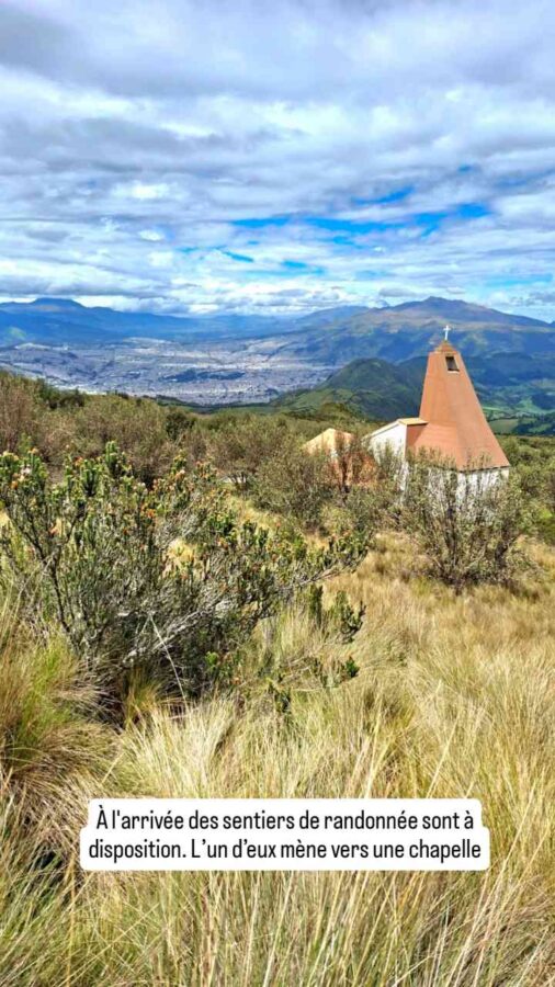 Quito, Équateur : chapelle au sommet du téléphérique