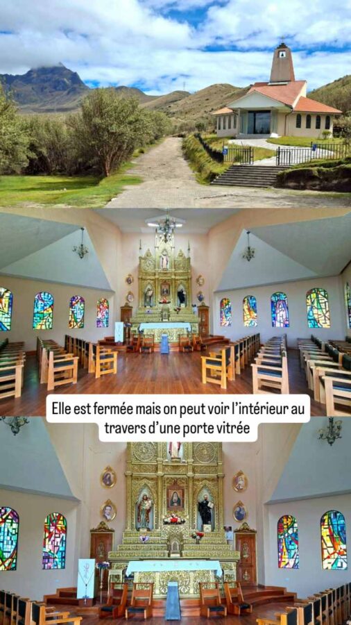 Quito, Équateur : chapelle au sommet du téléphérique