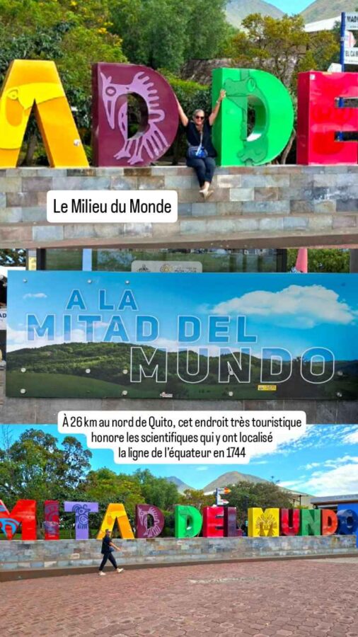 La Mitad del Mundo, Équateur : les lettres de l'entrée du site