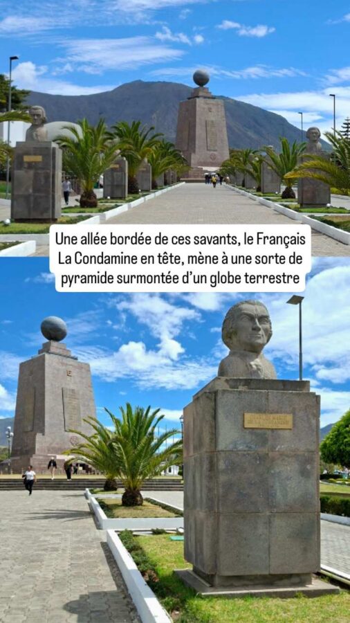 La Mitad del Mundo, Équateur : monument en hommage aux scientifiques