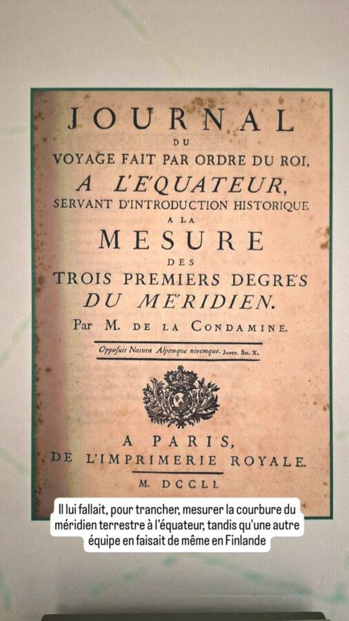 La Mitad del Mundo, Équateur : Journal sur la mesure du méridien par La Condamine