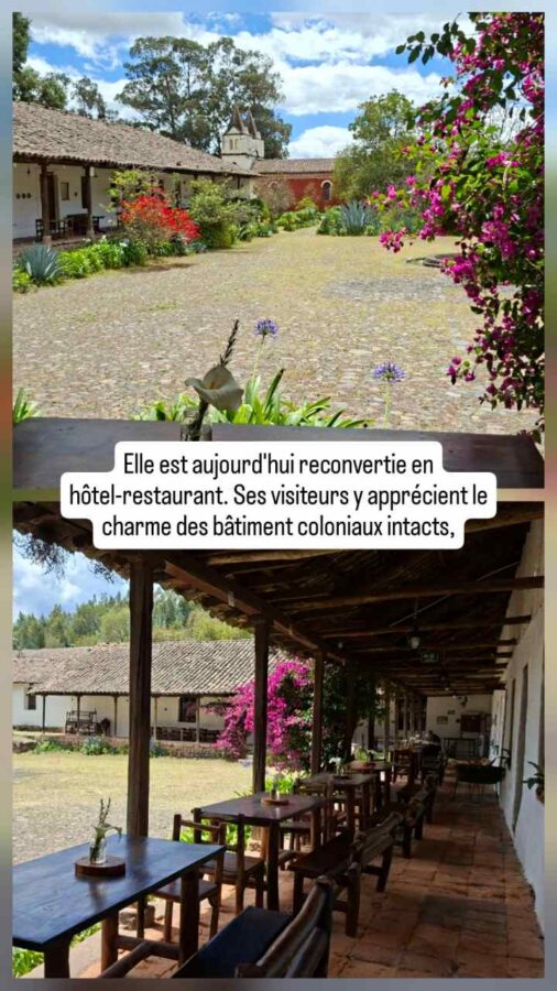 Hacienda Guachalá, Cayambe, Équateur : patio et restaurant