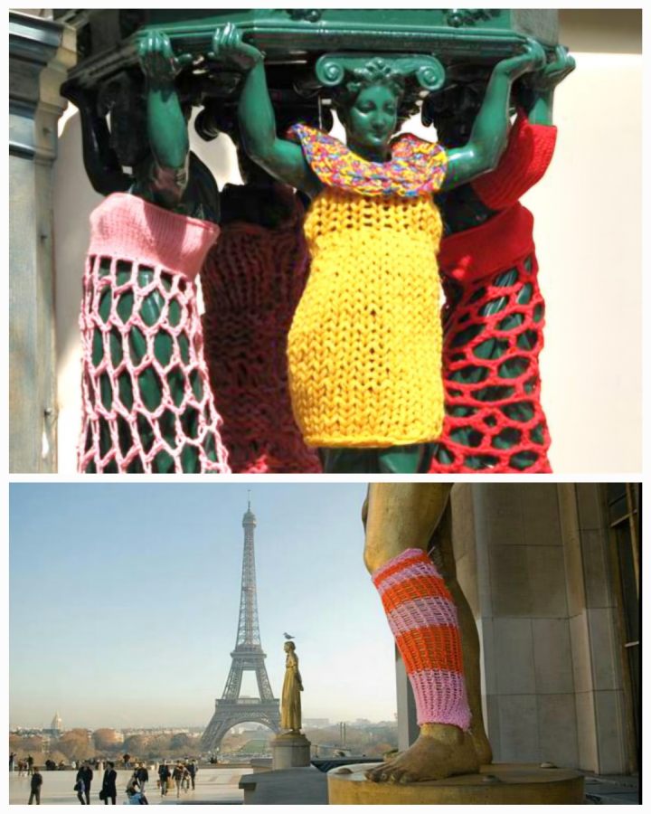 Tricot graffiti ou yarn bombing, Paris