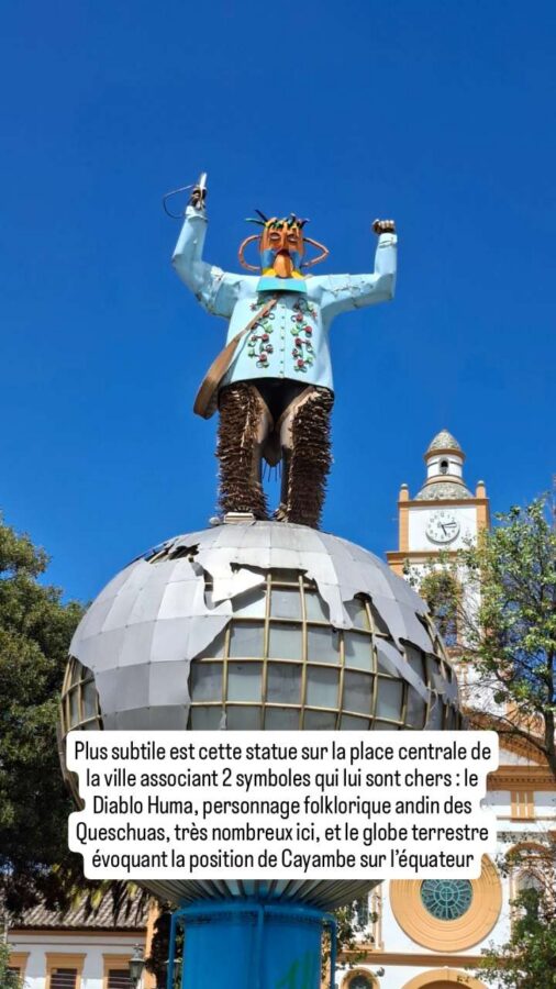 Cayambe, Équateur : place centrale et Diablo Huma