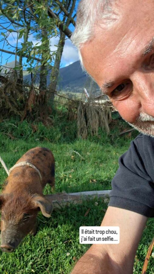 Lago San Pablo, Équateur : selfie avec un cochon