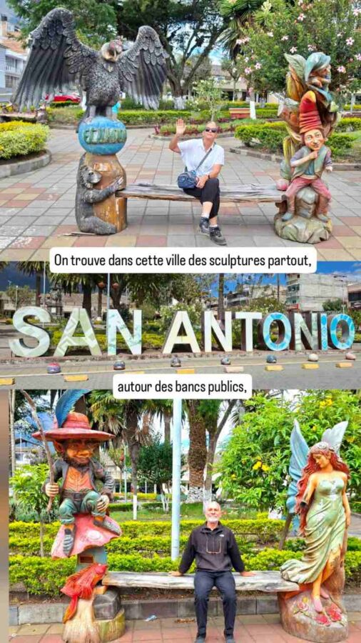 San Antonio de Ibarra, Équateur : sculptures sur bois
