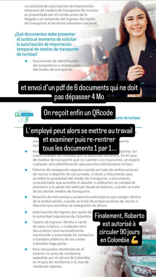 Passage de la frontière Équateur - Colombie : création compliquée du permis d'importation temporaire de notre véhicule