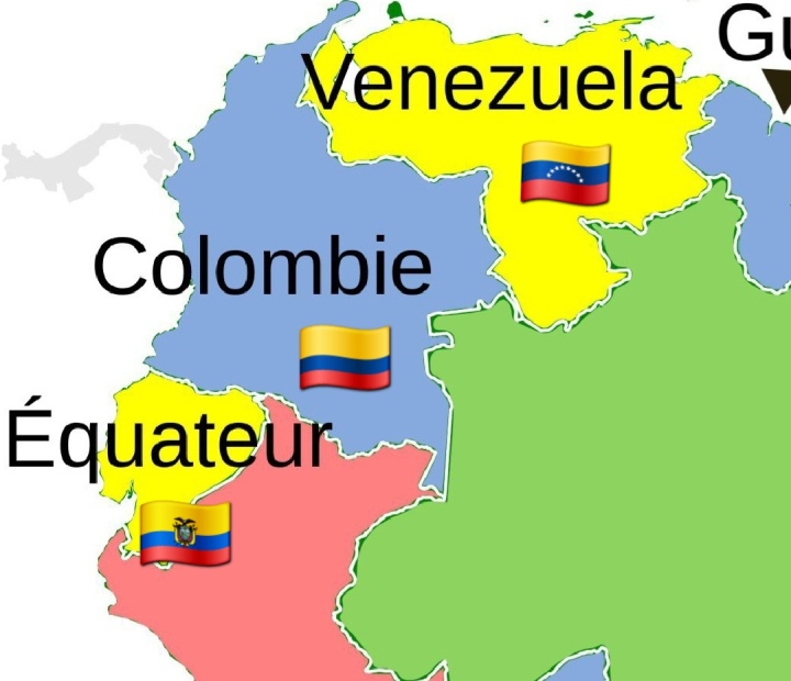 Drapeaux similaires entre l'Équateur, la Colombie et le Venezuela