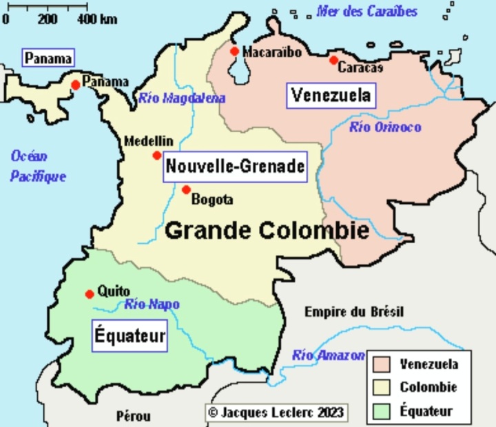 Carte de la Grande Colombie en 1819
