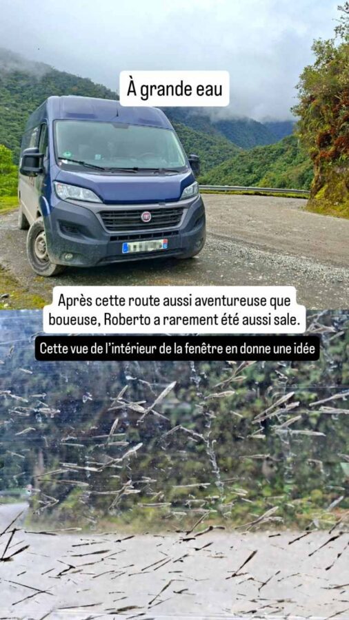 La route du tremplin de la mort, de Pasto à Mocoa, Colombie : Roberto tout boueux