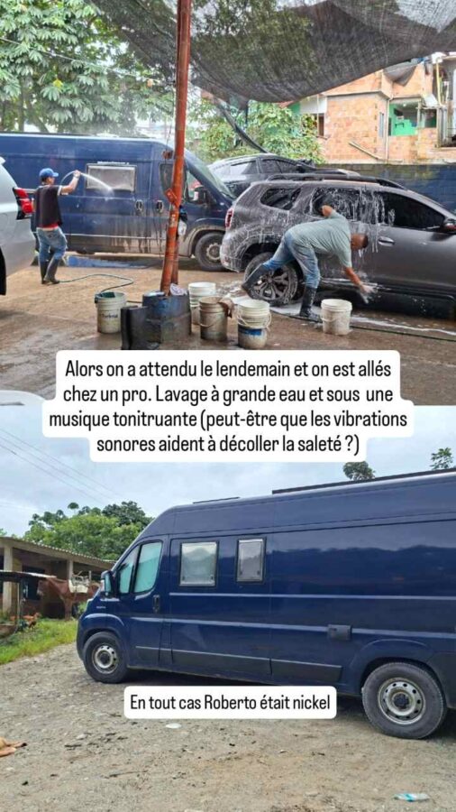 La route du tremplin de la mort, de Pasto à Mocoa, Colombie : Roberto au lavage