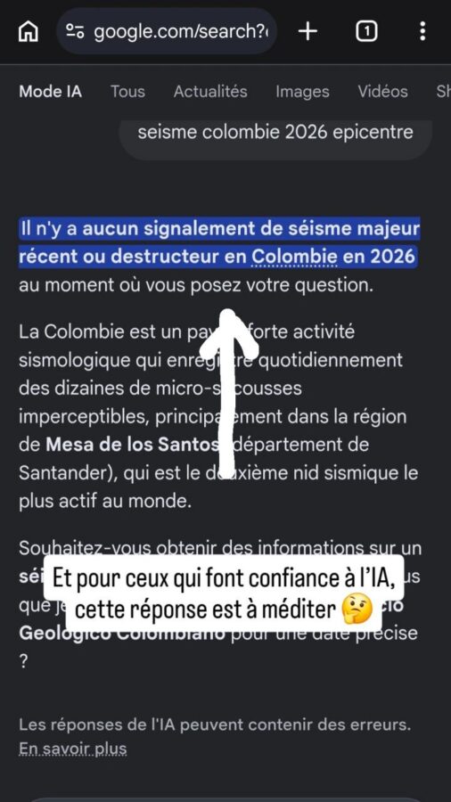 Bogotá, Colombie, séisme