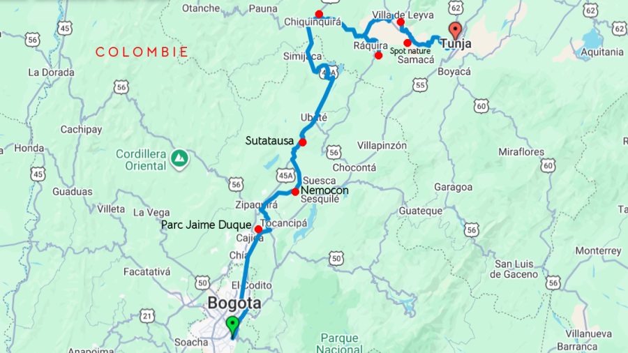 Notre parcours de Bogotá à Tunja