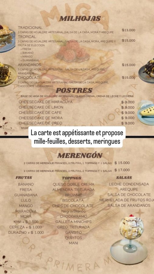 Iza, Colombie : les desserts