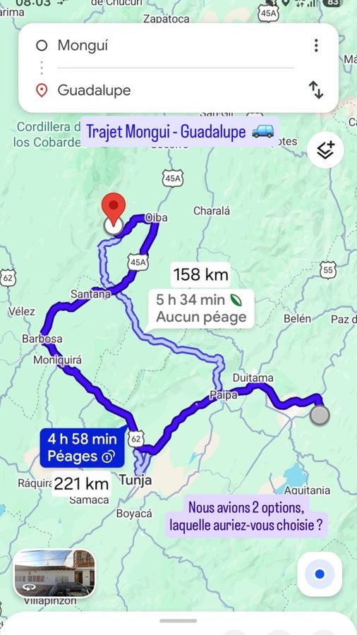 Route traversière de Mongui à Guadalupe, Colombie