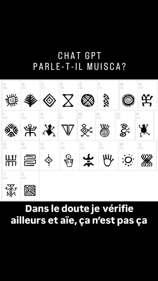 Chat GPT parle-t-il Muisca ? Copie d'écran de la discussion