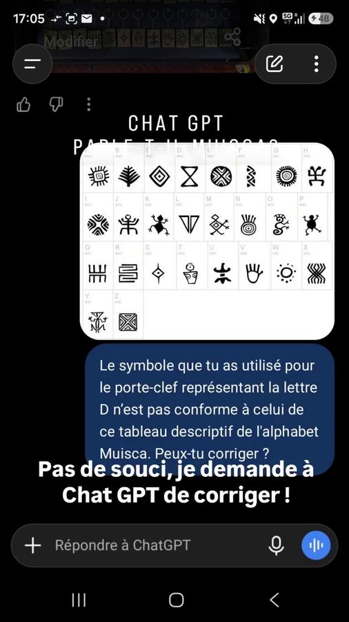 Chat GPT parle-t-il Muisca ? Copie d'écran de la discussion