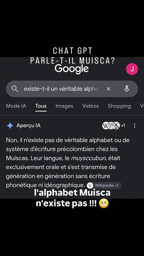 Chat GPT parle-t-il Muisca ? Copie d'écran de la discussion