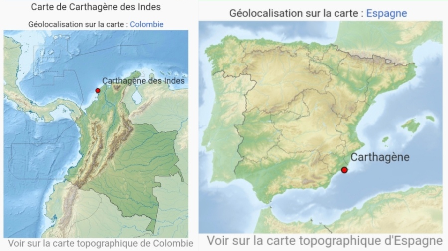 Carthagène des Indes en Colombie versus Carthagène en Espagne
