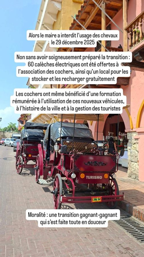 électrification des calèches, Carthagène, Colombie