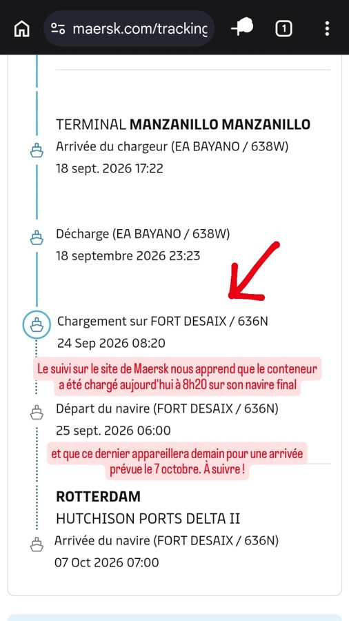Point shipping : Roberto est embarqué sur le Fort Desaix