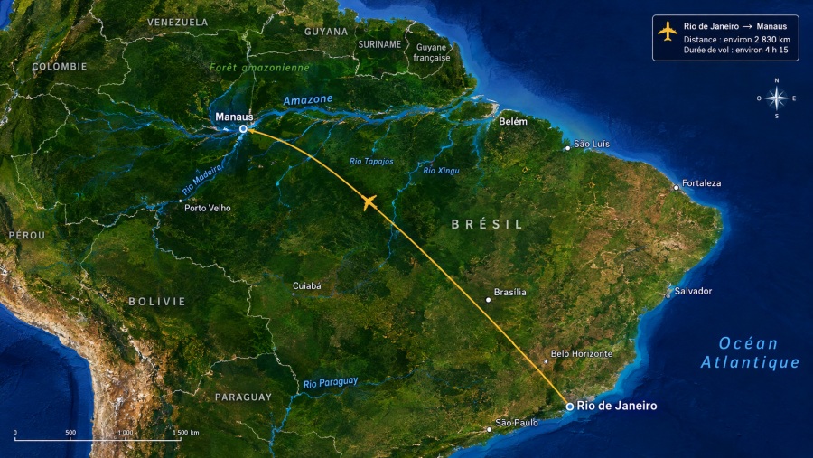 Trajet en avion de Rio de Janeiro à Manaus - En réalité nous avons fait une escale à Sao Paulo