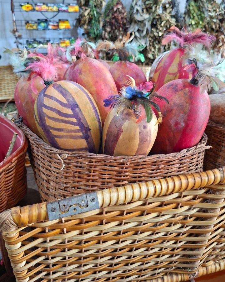 Maracas à plume et pots de singe